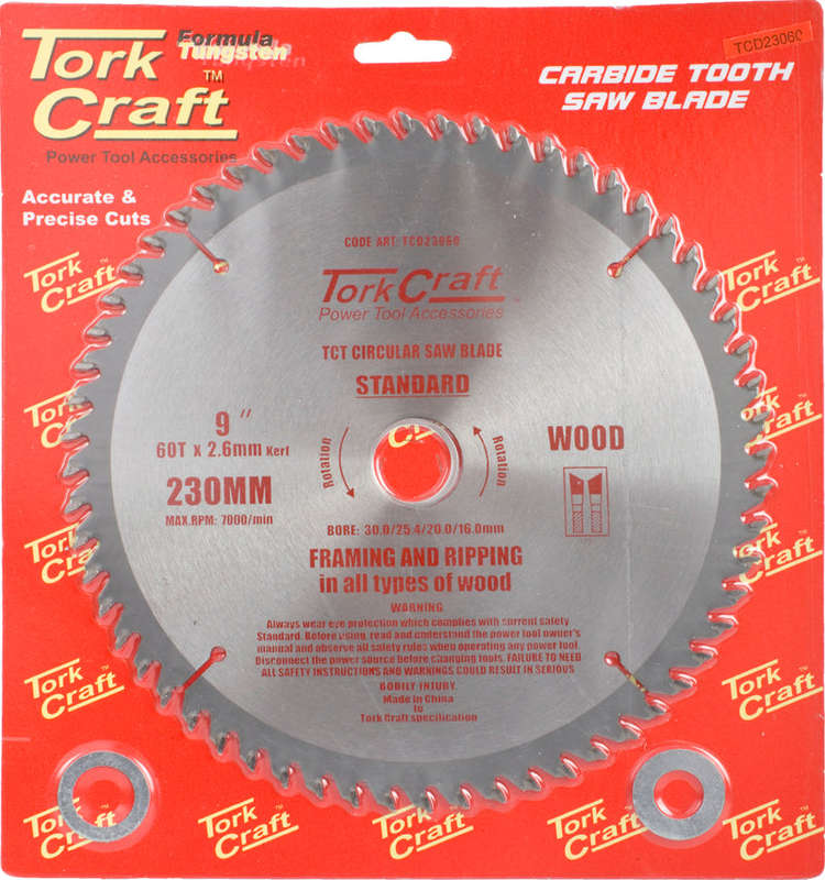 Tork Craft Blade Tct 230 X 60T 30/1/20 General Purpose Cross Cut - DEFAULT TITLE