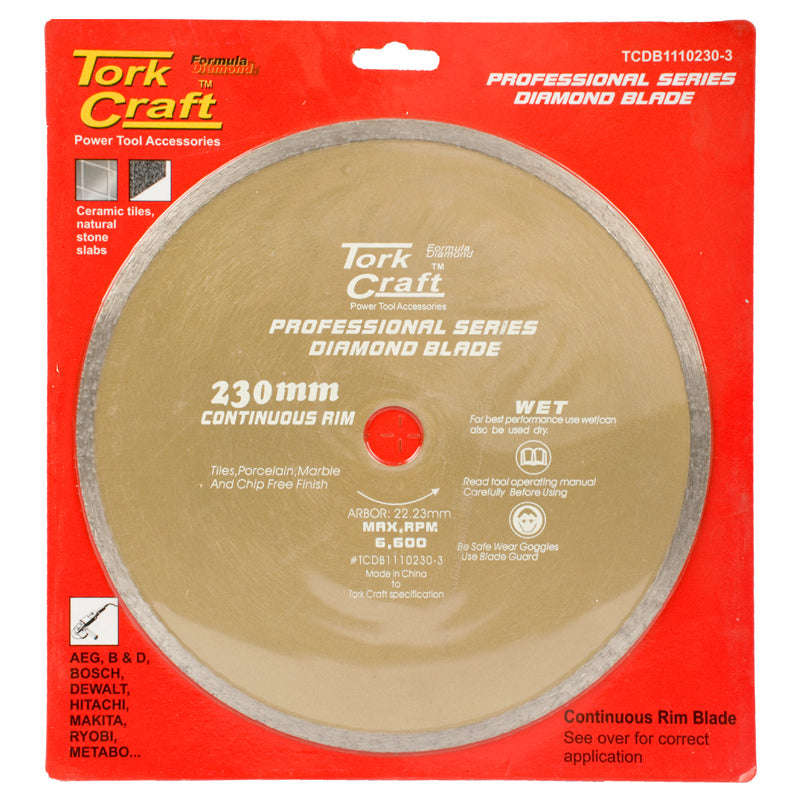 Tork Craft Diamond Blade Cont.Rim Thin Kerf 230X22.22Mm - DEFAULT TITLE