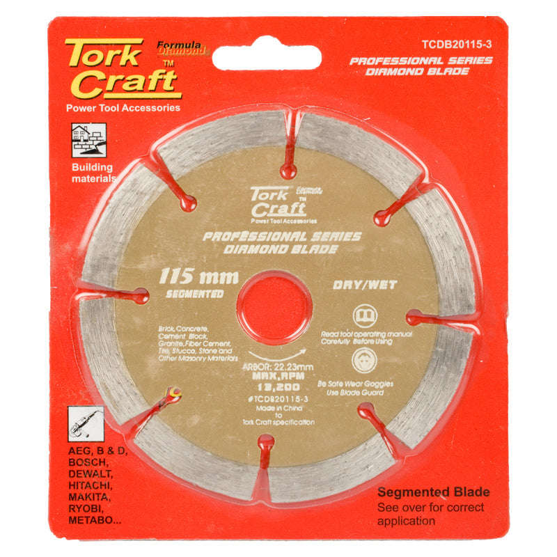 Tork Craft Diamond Blade 10Mm Seg For Cutting Building Materials 115Mm 22X23Mm -