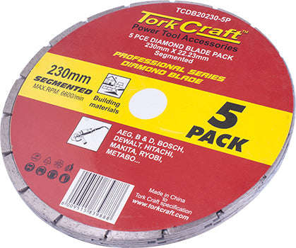 Tork Craft Diamond Blade Segmented 230Mm Professional Bulk 5 Pack - DEFAULT TITLE