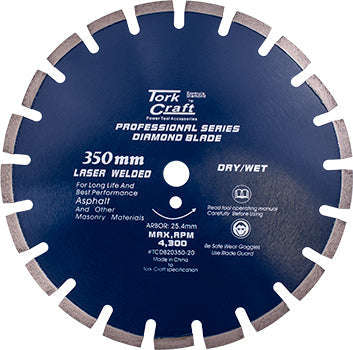 Tork Craft Diamond Blade 350X25.4Mm Asphalt Laser Welded Segmented Tar