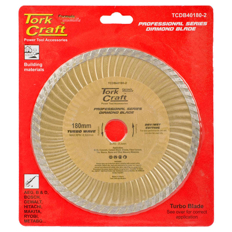 Tork Craft Diamond Blade 180X25.4Mm Turbo Wave - DEFAULT TITLE