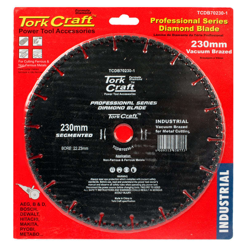 Tork Craft Diamond Blade Seg.230X22.23Mm Vacuum Brazed Metal Cutting -