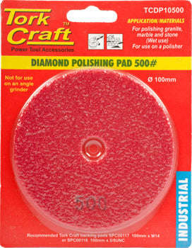 Tork Craft 100Mm Diamond Wet Polishing Pad 500 Grit Red - DEFAULT TITLE