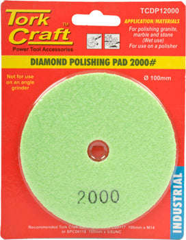 Tork Craft 100Mm Diamond Wet Polishing Pad 2000 Grit Lime Green - DEFAULT TITLE