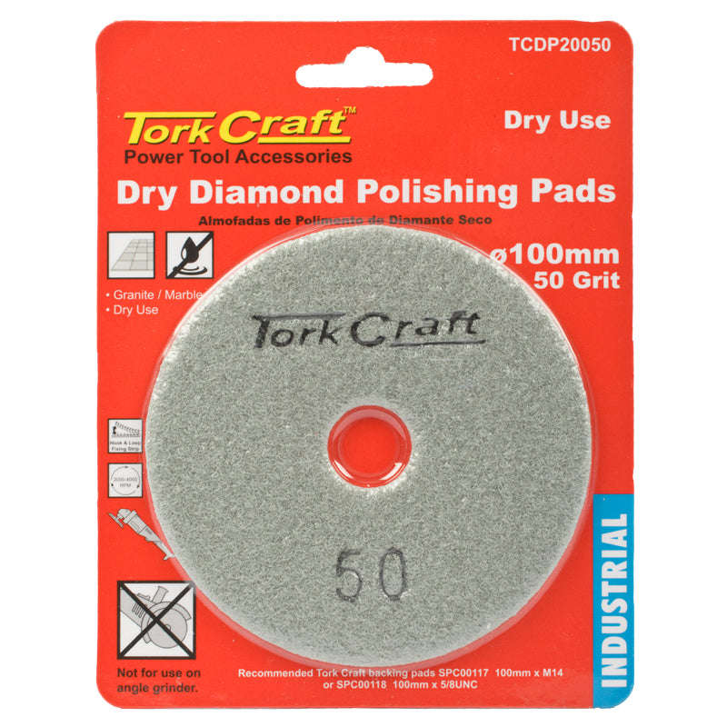 Tork Craft 100Mm Diamond Polishing Pad 50 Grit Dry Use - DEFAULT TITLE