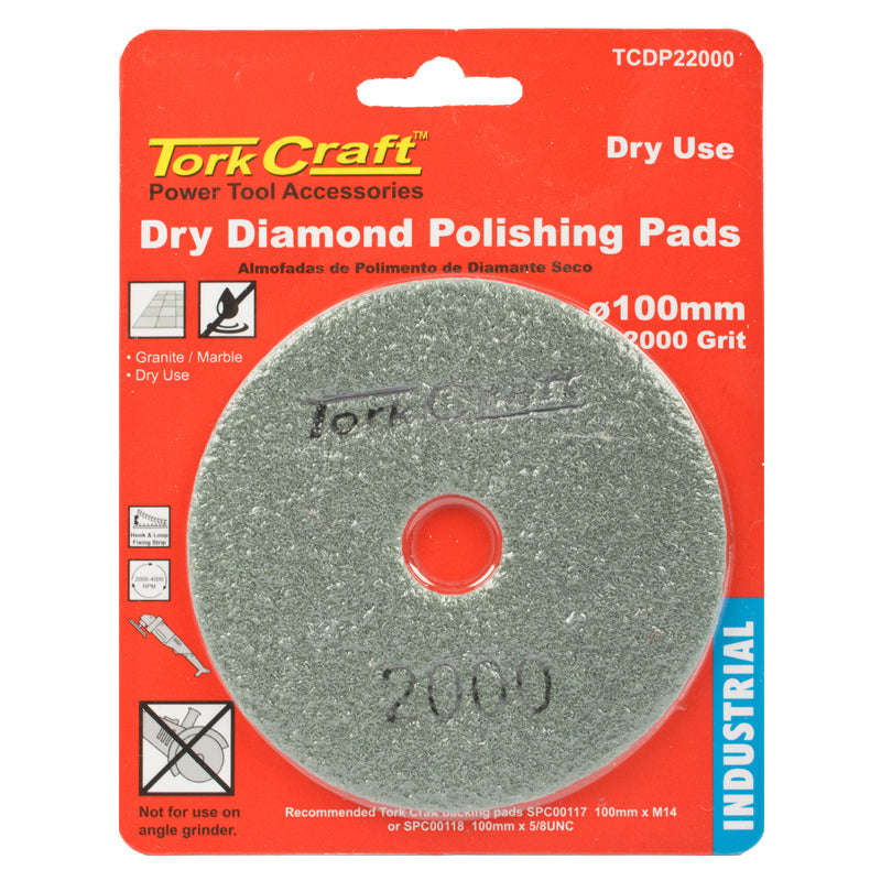 Tork Craft 100Mm Diamond Polishing Pad 2000 Grit Dry Use - DEFAULT TITLE