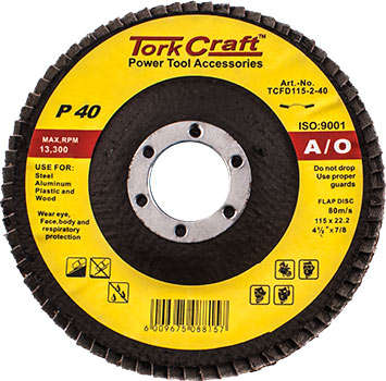 Tork Craft Flap Disc 115Mm 15 Deg.Angle 40Grit - DEFAULT TITLE