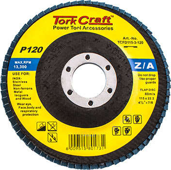 Tork Craft Flap Disc Zirconium 115Mm 120 Grit Flat - DEFAULT TITLE