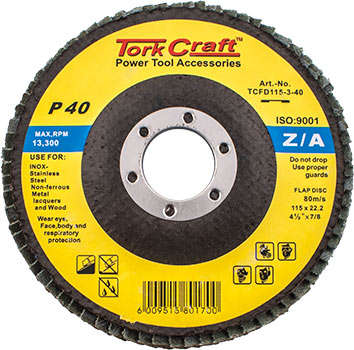 Tork Craft Flap Disc  Zirconium 115Mm 40 Grit Flat -