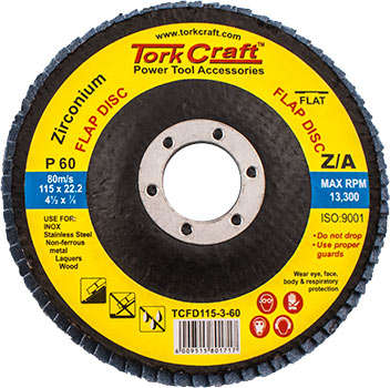 Tork Craft Flap Disc Zirconium 115Mm 60 Grit Flat - DEFAULT TITLE