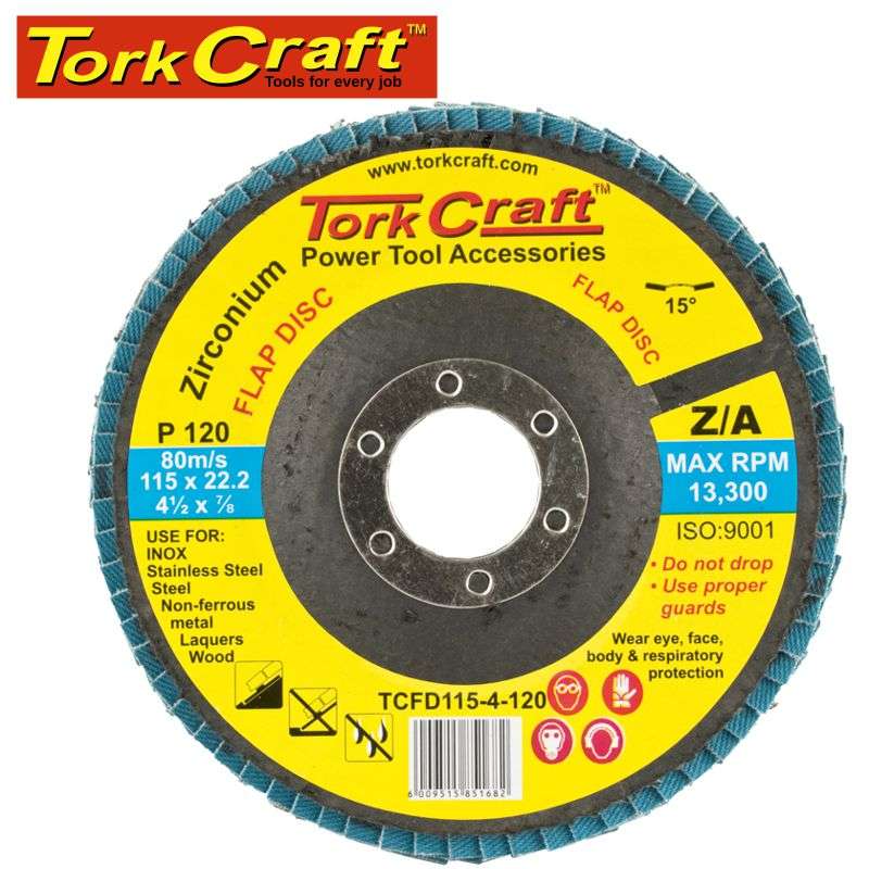 Tork Craft Flap Disc Zirconium 115Mm 120Grit Angled - DEFAULT TITLE