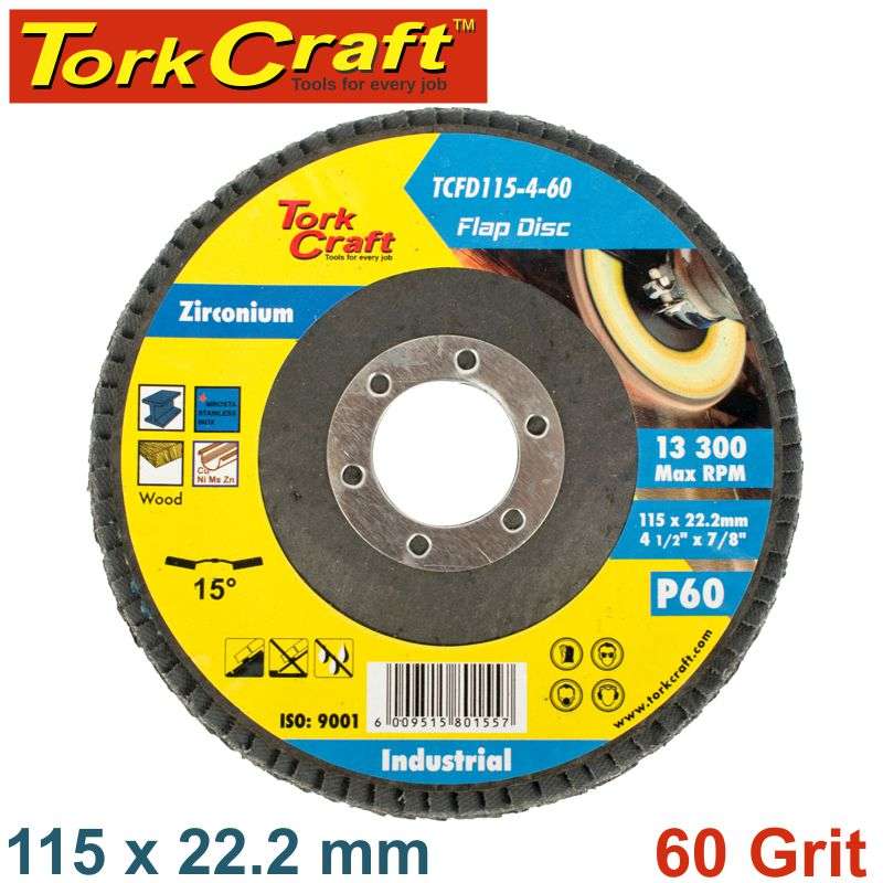 Tork Craft Flap Disc Zirconium 115Mm 60Grit Angled - DEFAULT TITLE