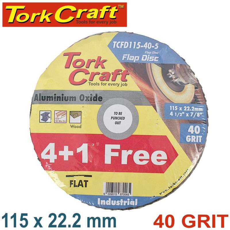 Tork Craft Flap Sanding Disc 115Mm 40Grit 4+1 Free - DEFAULT TITLE