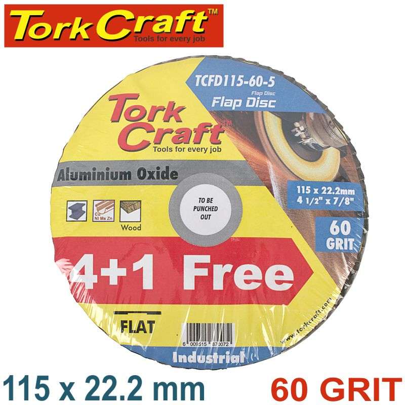 Tork Craft Flap Sanding Disc 115Mm 60Grit 4+1 Free - DEFAULT TITLE