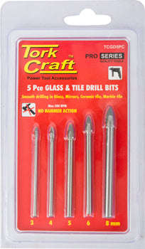 Tork Craft Glass & Tile Drill Bit Set 5 Pce 3/4/5/6/8 - DEFAULT TITLE