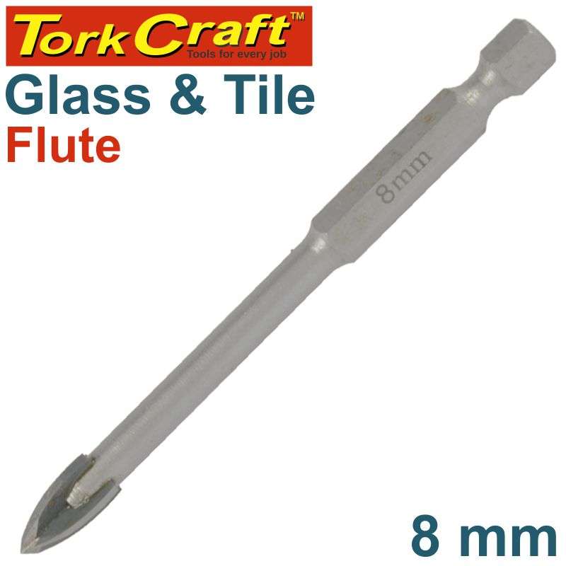 Special - Tork Craft Glass & Tile Drill 8Mm 4 Flute With Hex Shank - DEFAULT TITLE