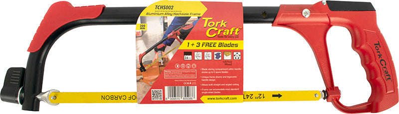 Tork Craft Aluminum Alloy Hacksaw Frame 300M C/W 1 + 3 Free Blades Tork Craft - DEFAULT TITLE