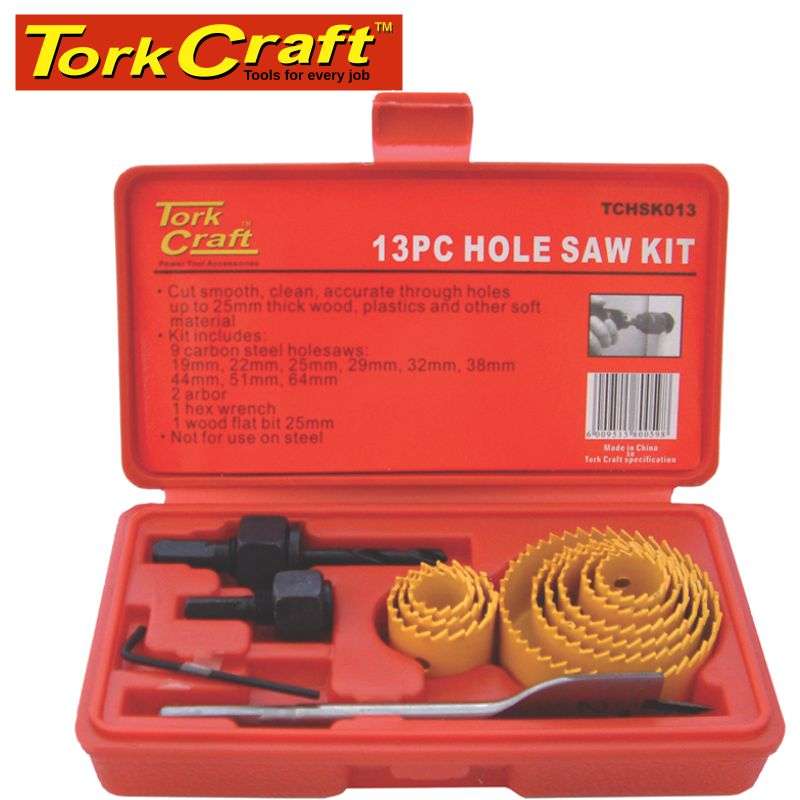 Special - Tork Craft Holesaw Set 13 Piece Carbon Steel In Case - DEFAULT TITLE