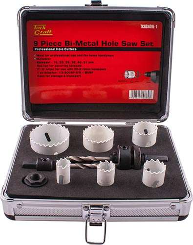Tork Craft Holesaw Set 9Pc In Alum Case Bi-Metal 16 20 25 32 40 51Mm - DEFAULT TITLE