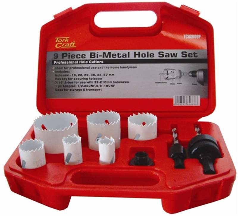 Tork Craft Holesaw Set 9Pc In Case Bi-Metal 19 22 29 38 44 57Mm - DEFAULT TITLE