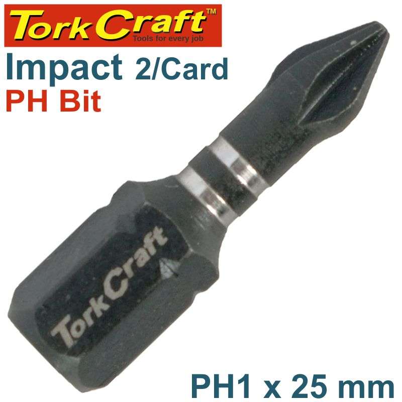 Tork Craft Impact Phil.1 X 25Mm Ins.Bit 2/Card - DEFAULT TITLE