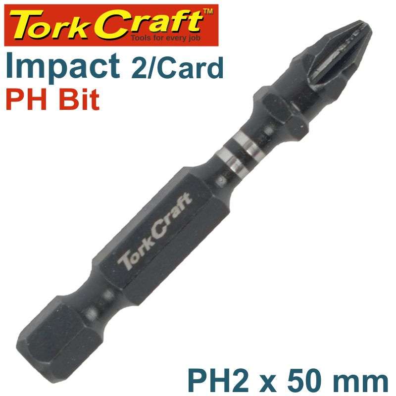 Tork Craft Impact Phil.2 X 50Mm Power Bit 2/Card -
