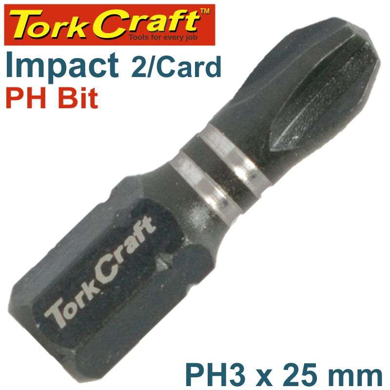 Tork Craft Impact Phil.3 X 25Mm Ins.Bit 2/Card -