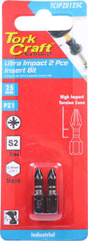 Tork Craft Impact Pozi.1 X 25Mm Ins.Bit 2/Card -