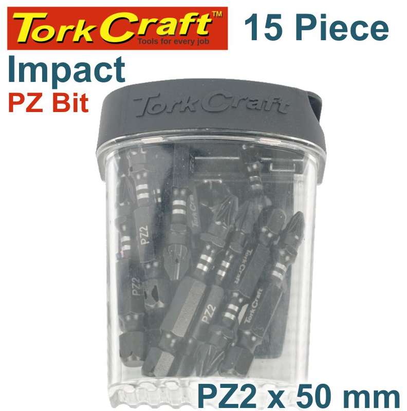 Tork Craft Impact Pozi.2 X 50Mm Insert Bit 15Pc Tic Tac Case - DEFAULT TITLE