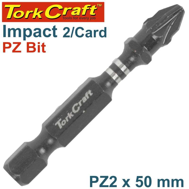 Tork Craft Impact Pozi.2 X 50Mm Power Bit 2/Card - DEFAULT TITLE