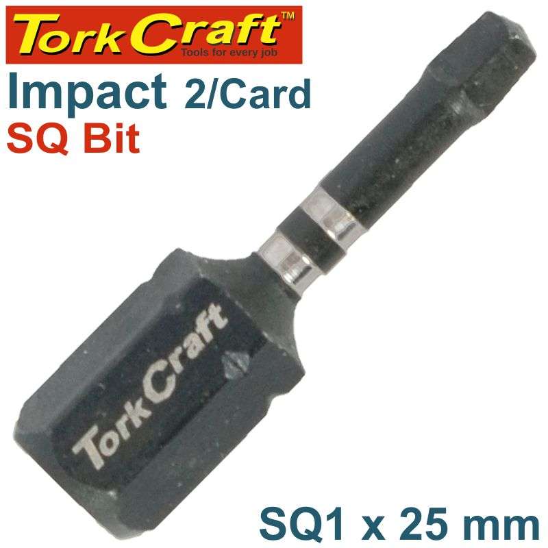 Tork Craft Impact Square Recess Ins. Bit No.1X25Mm 2/Card - DEFAULT TITLE
