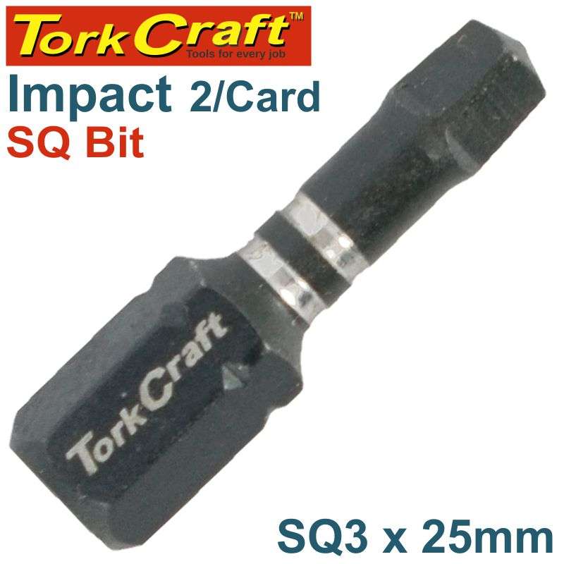 Tork Craft Impact Square Recess Ins.Bit No.3X25Mm 2/Card - DEFAULT TITLE