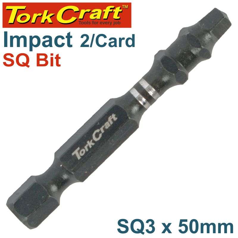 Tork Craft Impact Square Recess Pwr Bit No.3X50Mm 2/Card - DEFAULT TITLE