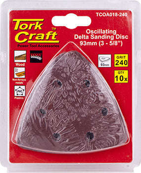 Tork Craft Oscilating Sandpaper A/O 93Mm 10Pc Delta Shape 240Grit - DEFAULT TITLE