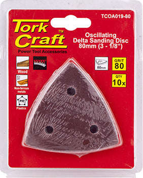 Tork Craft Oscilating Sandpaper A/O 80Mm 10Pc Delta Shape 80Grit - DEFAULT TITLE