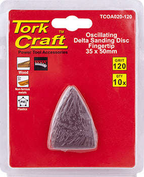Tork Craft Oscilating Sandpaper A/O 35X50Mm 10Pc  Fingertip 120Grit - DEFAULT TITLE