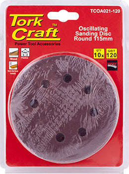 Tork Craft Oscilating Sandpaper A/O 115Mm 10Pc  Round 120Grit - DEFAULT TITLE