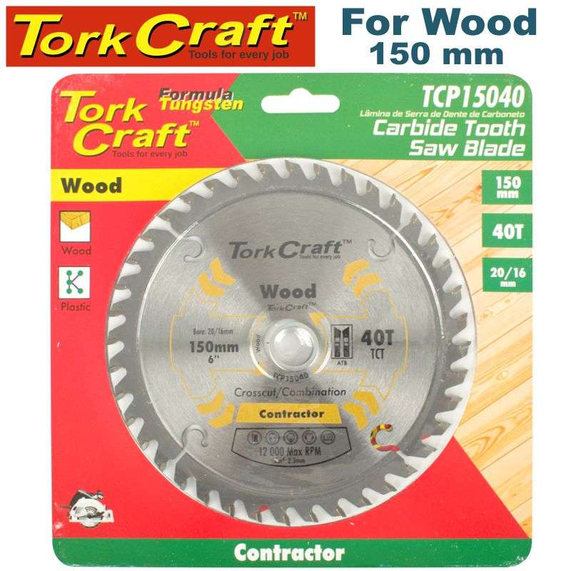 Tork Craft Blade Contractor 150 X 40T 20/16 Circular Saw Tct - DEFAULT TITLE