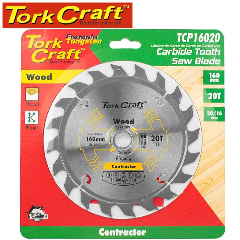 Tork Craft Blade Contractor 160 X 20T 20/16 Circular Saw Tct - DEFAULT TITLE
