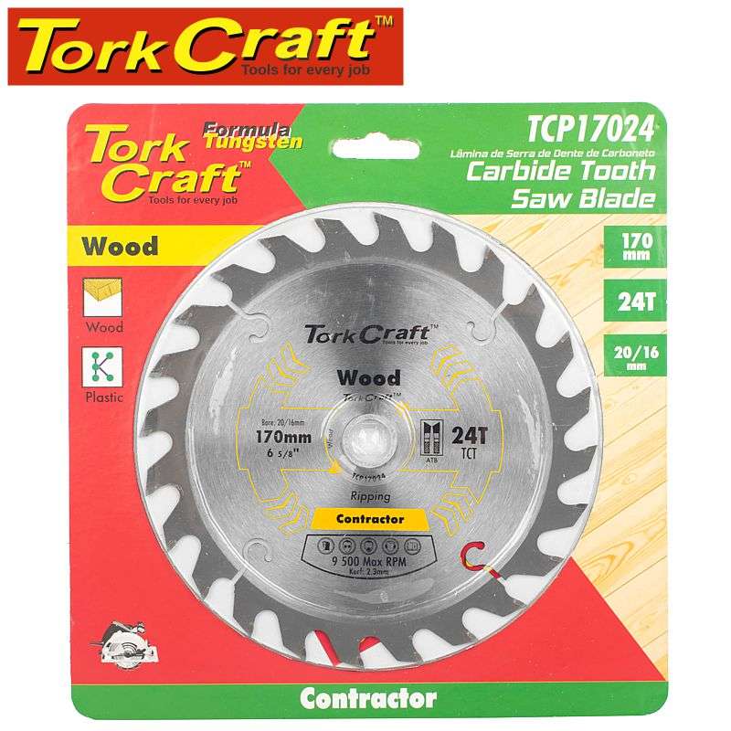 Tork Craft Blade Contractor 170 X 24T 20/16 Circular Saw Tct - DEFAULT TITLE