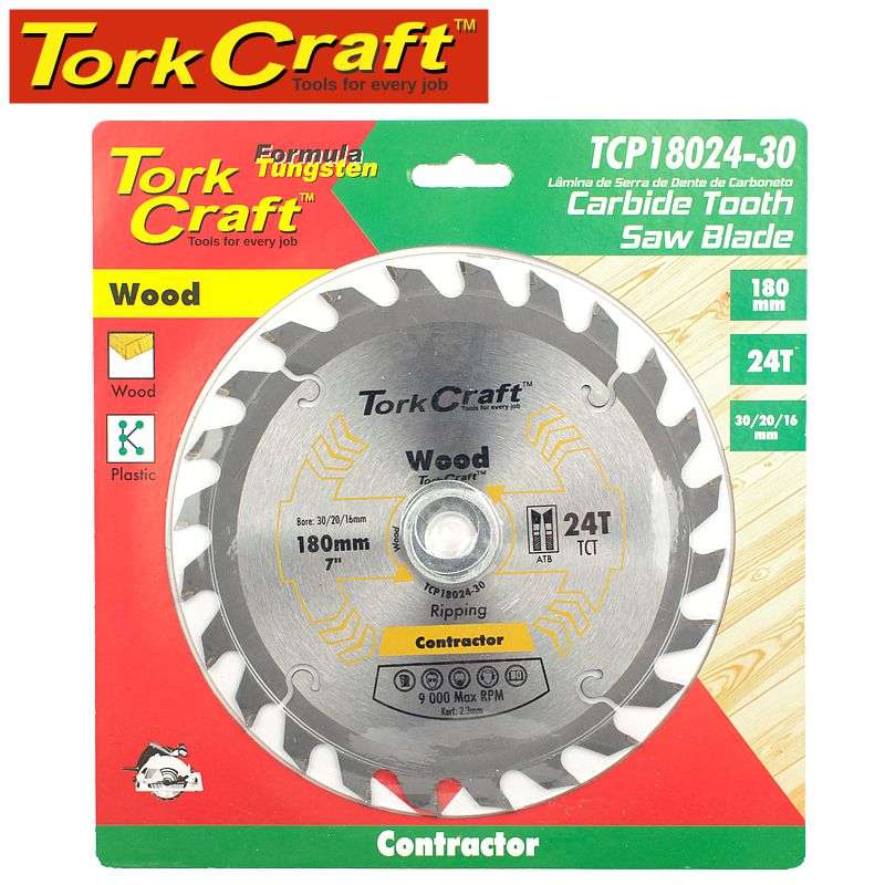 Tork Craft Blade Contractor 180 X 24T 30/20/16 Circular Saw Tct - DEFAULT TITLE