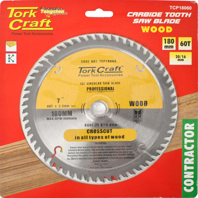 Tork Craft Blade Contractor 180 X 60T 20/16 Circular Saw Tct - DEFAULT TITLE