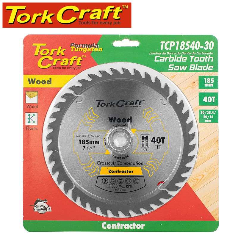 Tork Craft Blade Contractor 185 X 40T 30/20/16/1 Circular Saw Tct - DEFAULT TITLE