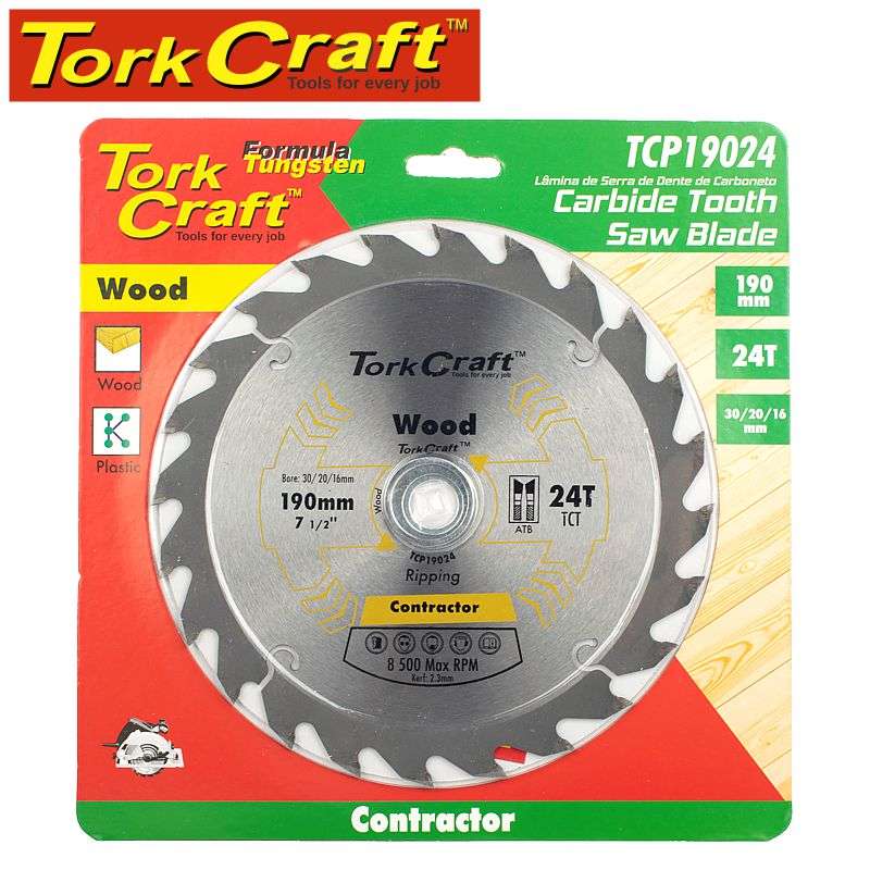 Tork Craft Blade Contractor 190 X 24T 30/20/16 Circular Saw Tct - DEFAULT TITLE
