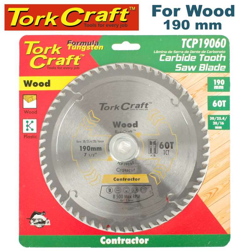 Tork Craft Blade Contractor 190 X 60T 30/1/20/16 Circular Saw Tct - DEFAULT TITLE