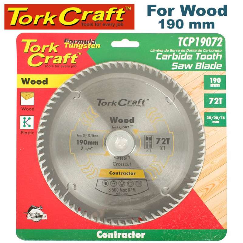 Tork Craft Blade Contractor 190 X 72T 30/20/ Circular Saw Tct - DEFAULT TITLE