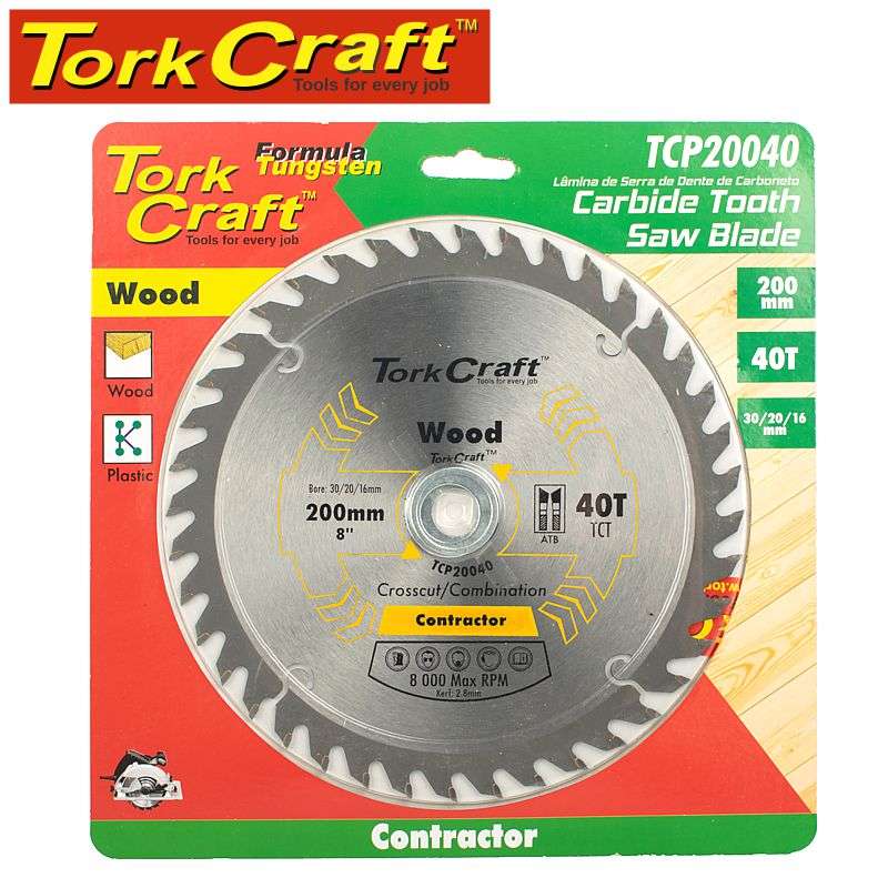 Tork Craft Blade Contractor 200 X 40T 30/1/20/16 Circular Saw Tct - DEFAULT TITLE