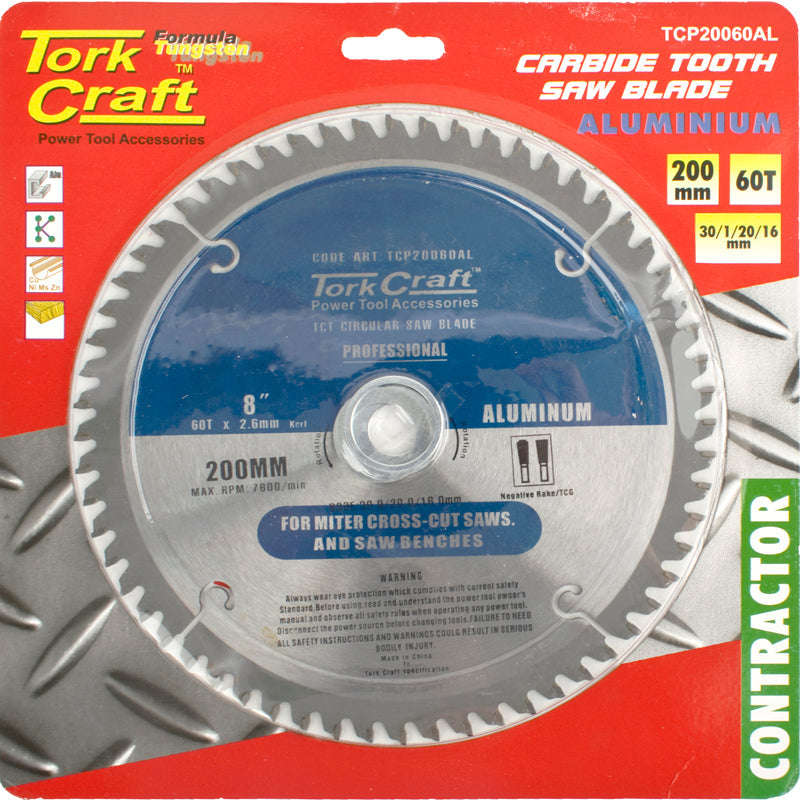 Tork Craft Blade Contactor Alum 200 X 60T 30/20/16 Circular Saw Tct - DEFAULT TITLE