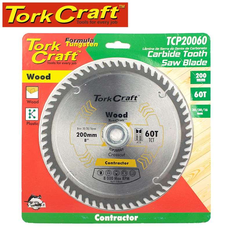 Tork Craft Blade Contractor 200 X 60T 30/20/16 Circular Saw Tct - DEFAULT TITLE